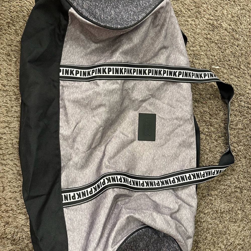PINK Victoria's Secret Gray and Black Travel Bag